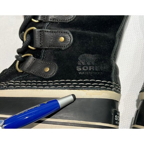 Sorel Joan of Artic Waterproof Boots Womens Sz 6 Black Quarry Suede Winter Snow - Picture 4 of 15